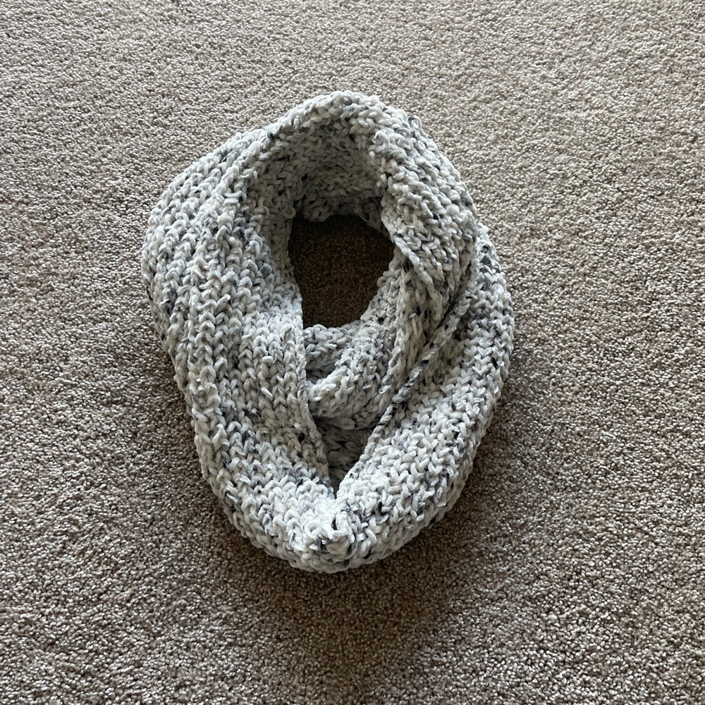 Cozy Gray Knit Infinity Scarf